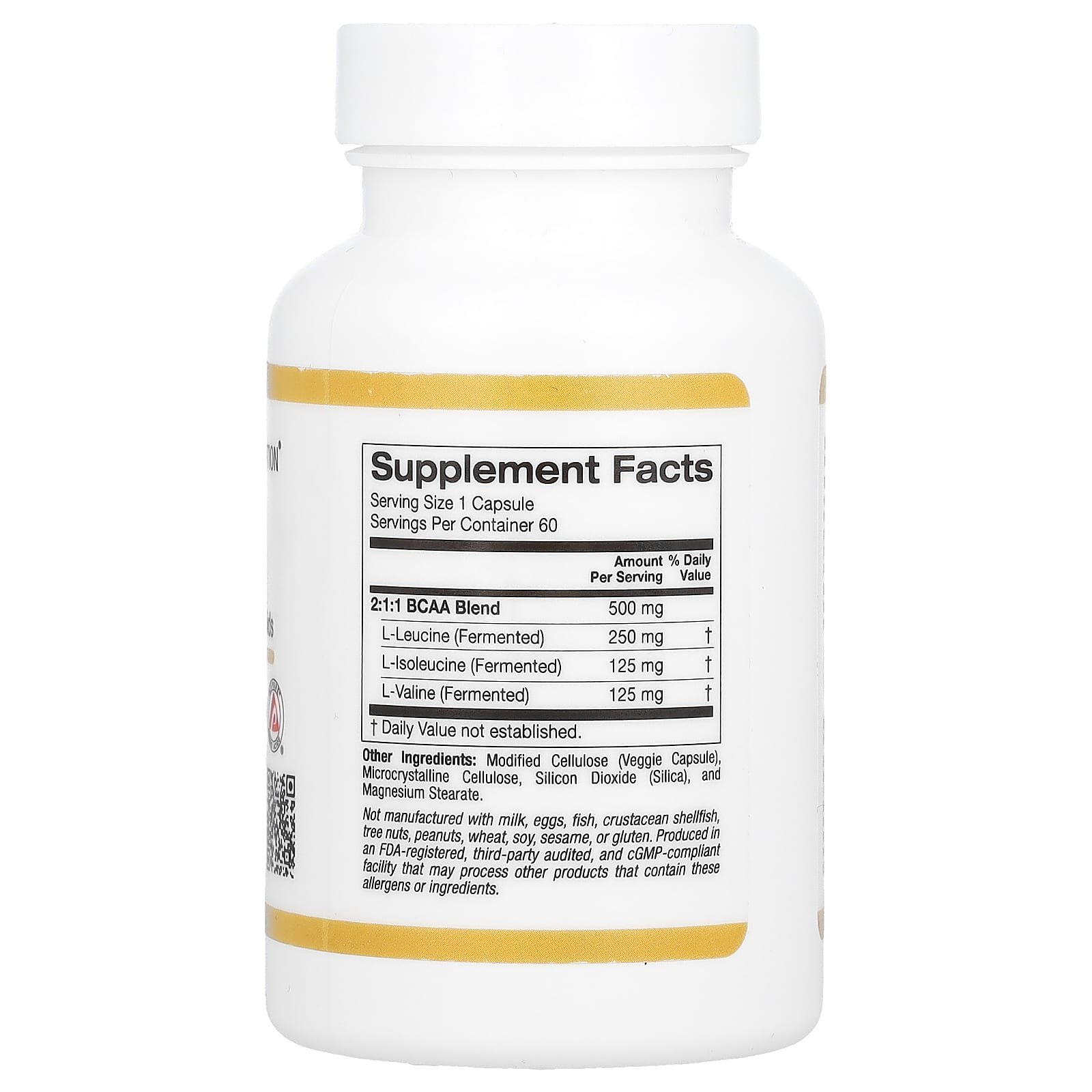 100-2.jpg California Gold Nutrition, BCAA, AjiPure® Branched Chain Amino Acids, 500 mg, 60 Veggie Caps
