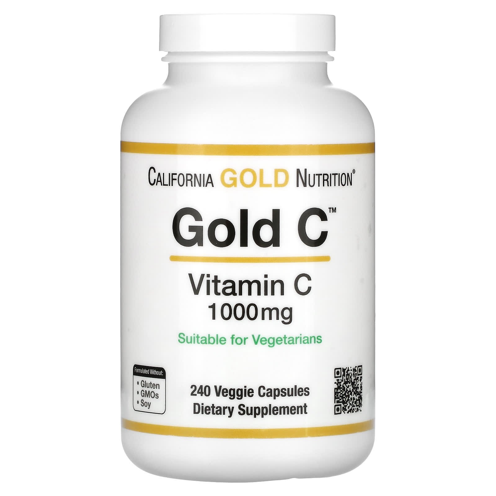 129.jpg California Gold Nutrition, Gold C, USP Grade Vitamin C, 1,000 mg, 240 Veggie Capsules
