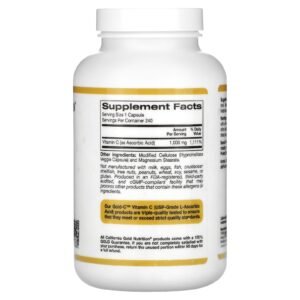 California Gold Nutrition, Gold C, USP Grade Vitamin C, 1,000 mg, 240 Veggie Capsules California Gold Nutrition, Gold C, USP Grade Vitamin C, 1,000 mg, 240 Veggie Capsules