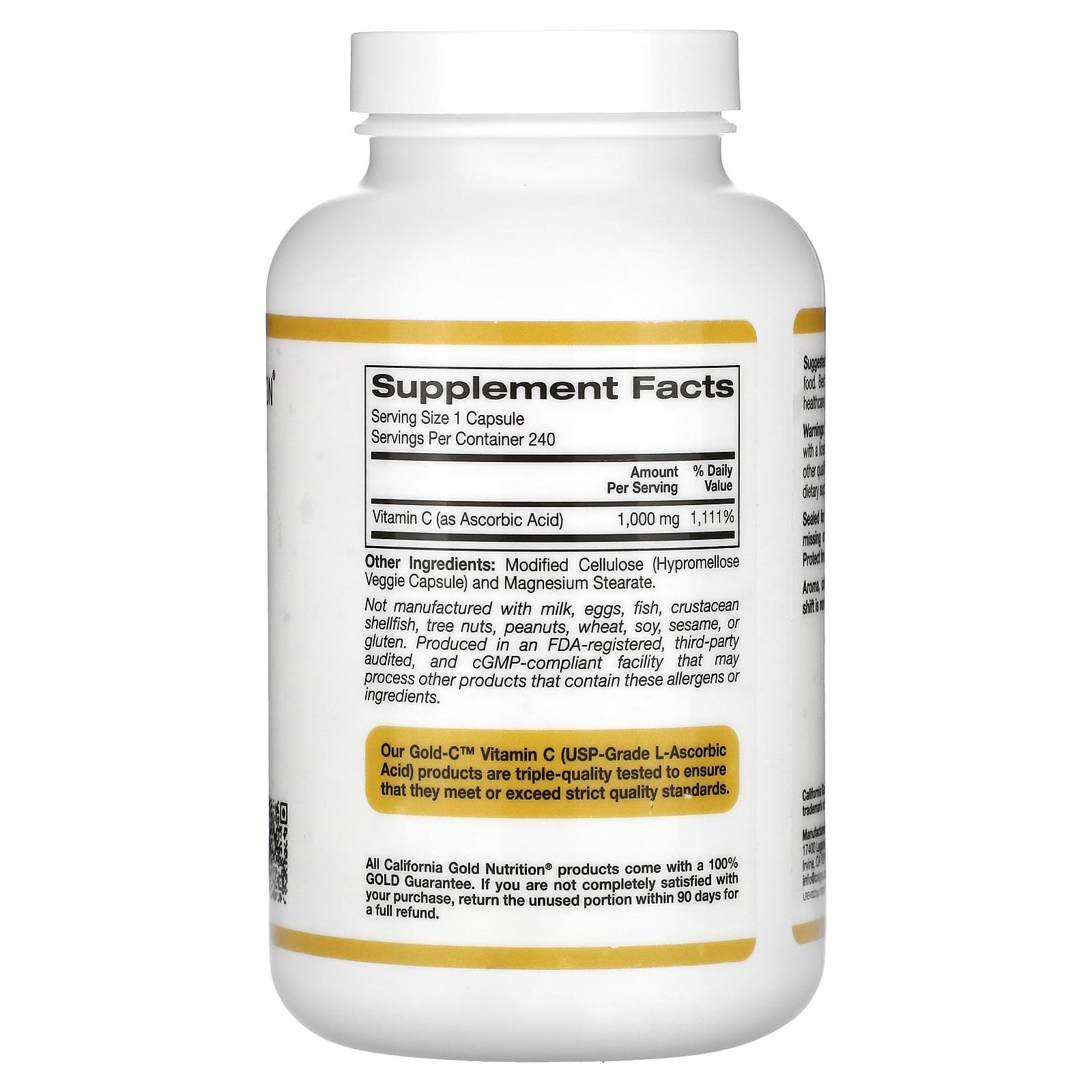 134.jpg California Gold Nutrition, Gold C, USP Grade Vitamin C, 1,000 mg, 240 Veggie Capsules